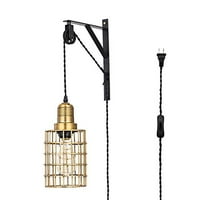 Topotdor Pendant Light with Plug in Cord 2 Pack and Wall Mount Bracket and Pulley,Vintage Adjustable Industrial Hanging Cage Lighting Topotdor Pendant Light with Plug in Cord 2 Pack and Wall Mount Bracket and Pulley,Vintage Adjustable Industrial Hanging Cage Lighting
